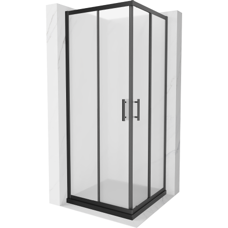Mexen Rio cabine de douche carrée 80 x 80 cm, givré, noire + receveur Flat, noir - 860-080-080-70-30-4070B