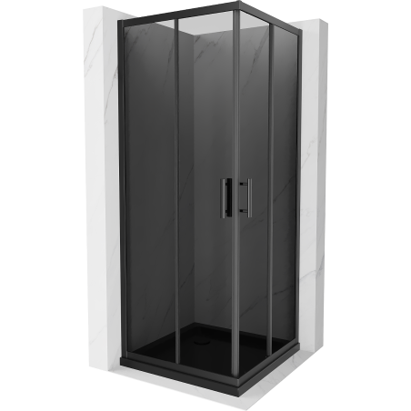 Mexen Rio cabine de douche carrée 80 x 80 cm, graphite, noire + receveur plat, noir - 860-080-080-70-40-4070B