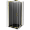 Mexen Rio kvadratisk duschkabin 70 x 70 cm, grafit, guld + Flat duschkar, svart - 860-070-070-50-40-4070G