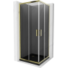 Mexen Rio square shower cabin 70 x 70 cm, graphite, gold + Flat shower tray, black - 860-070-070-50-40-4070G