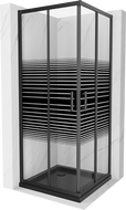 Mexen Rio cabine de duche quadrada 70 x 70 cm, riscas pretas, preto + base de duche Flat, preto - 860-070-070-70-20-4070B