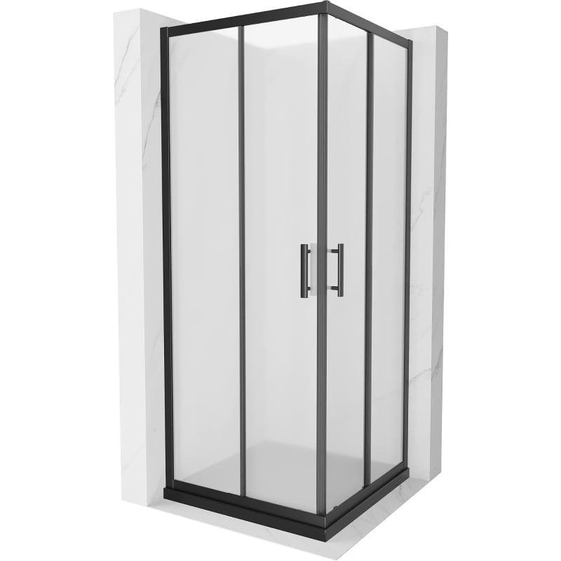 Mexen Rio kvadratna tuš kabina 70 x 70 cm, mraz, crna + Flat tuš kada, crna - 860-070-070-70-30-4070B