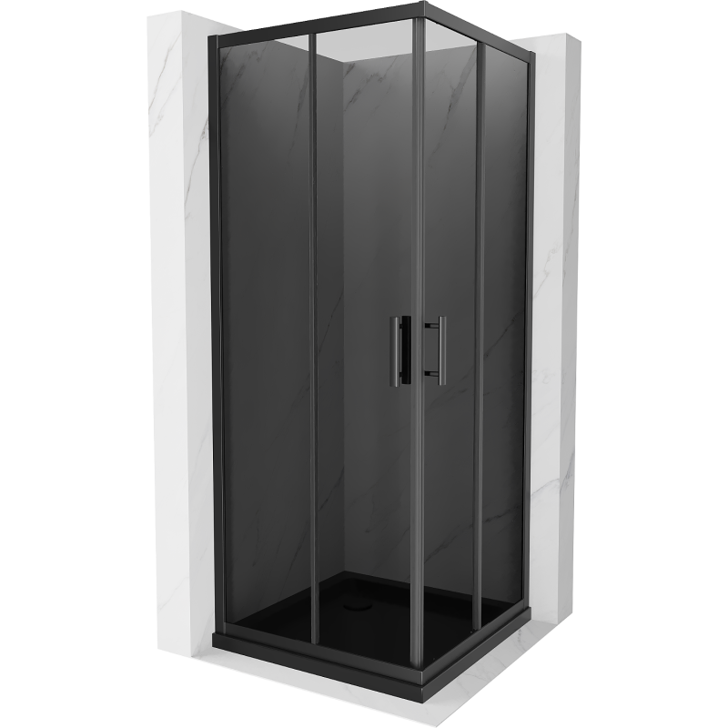 Mexen Rio cabine de douche carrée 70 x 70 cm, graphite, noir + receveur Flat, noir - 860-070-070-70-40-4070B