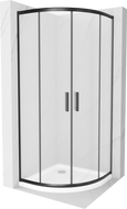 Mexen Rio cabina de ducha semicircular 80 x 80 cm, escarcha, negra + plato de ducha Flat, blanco - 863-080-080-70-30-4110B
