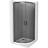 Mexen Rio semi-circular shower enclosure 80 x 80 cm, graphite, black + Flat shower tray, white - 863-080-080-70-40-4110B