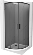 Mexen Rio semi-circular shower enclosure 80 x 80 cm, graphite, black + Flat shower tray, white - 863-080-080-70-40-4110B