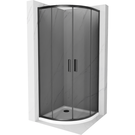 Mexen Rio cabine de douche semi-circulaire 90 x 90 cm, graphite, noire + receveur plat, blanc - 863-090-090-70-40-4110B