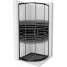 Mexen Rio cabine de douche semi-circulaire 80 x 80 cm, bandes noires, noir + receveur de douche Flat, noir - 863-080-080-70-20-?