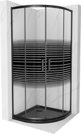 Mexen Rio cabina doccia semicircolare 80 x 80 cm, fasce nere, nero + piatto doccia Flat, nero - 863-080-080-70-20-4170B