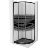 Mexen Rio cabine de duche semicircular 90 x 90 cm, faixas pretas, preta + base de duche Flat, preto - 863-090-090-70-20-4170B