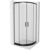 Mexen Rio cabine de duche semicircular 80 x 80 cm, fosco, preto + base de duche Flat, preta - 863-080-080-70-30-4170B
