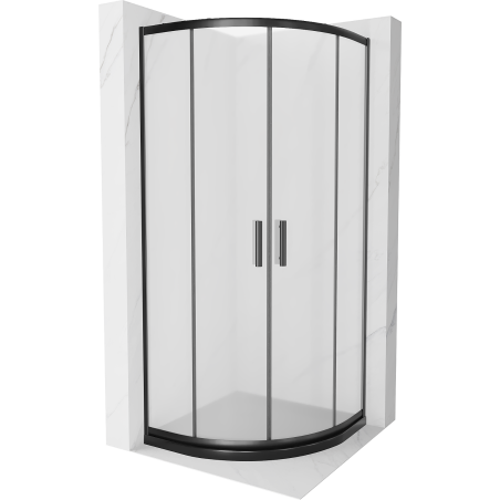 Mexen Rio semi-circular shower cabin 90 x 90 cm, frosted, black + Flat tray, black - 863-090-090-70-30-4170B