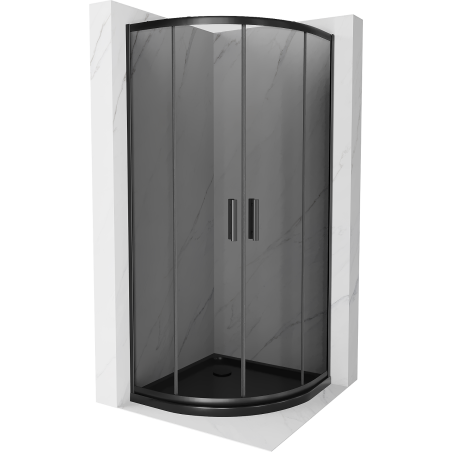 Mexen Rio douchecabine halfrond 80 x 80 cm, grafiet, zwart + Flat douchebak, zwart 863-080-080-70-40-4170B