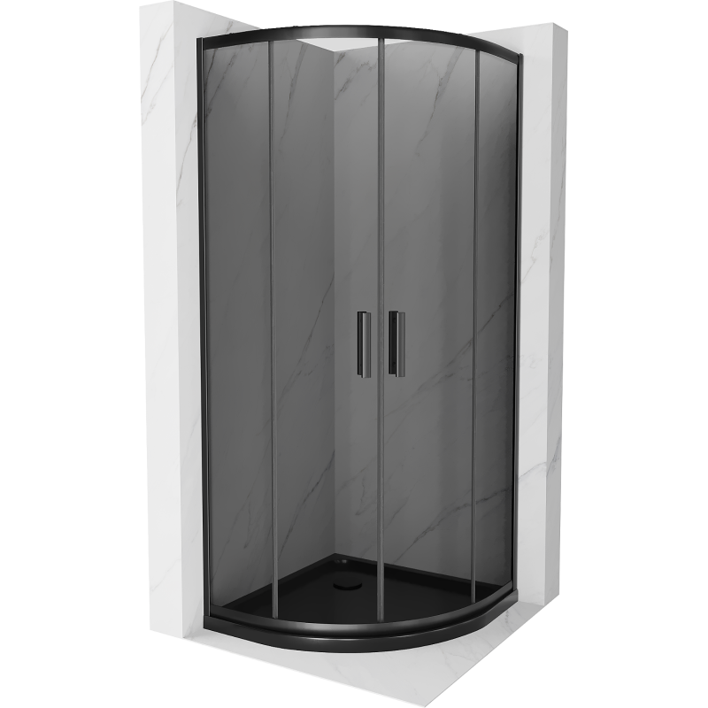 Mexen Rio cabine de douche quart de cercle 90 x 90 cm, graphite, noir + receveur Flat, noir - 863-090-090-70-40-4170B
