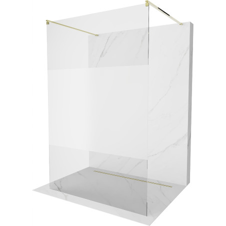 Mexen Kioto paroi de douche autoportante 140 x 200 cm, transparent/givré 8 mm, dorée - 800-140-002-50-35