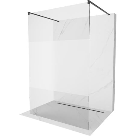 Mexen Kioto freistehende Duschwand 140 x 200 cm, transparent/mattiert 8 mm, schwarz - 800-140-002-70-35