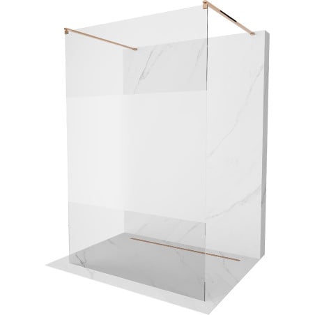 Mexen Kioto ścianka prysznicowa wolnostojąca 140 x 200 cm, transparent/szron 8 mm, różowe złoto - 800-140-002-60-35