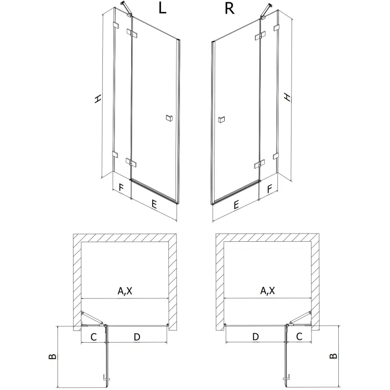 Mexen Lunar Duschdrehtür rechts 125 cm, transparent, gebürsteter Nickel - 834-125-000-97-00-P