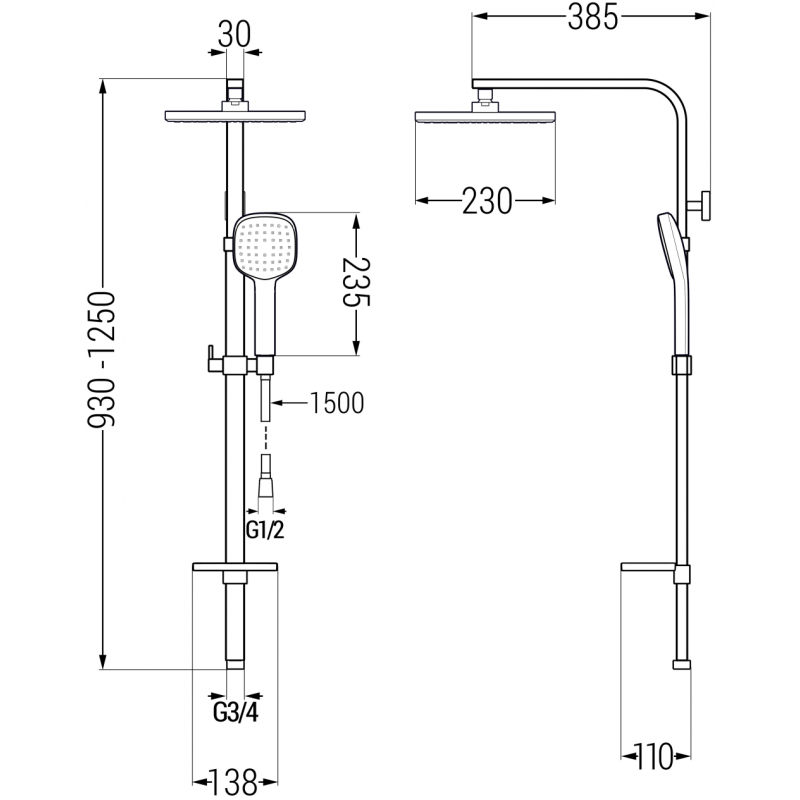 Mexen Q33 Duschsäule, weiß/chrom - 798333395-21
