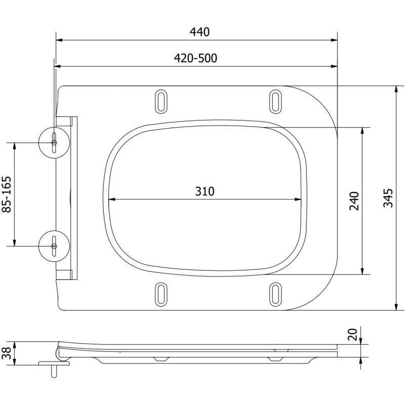Mexen Madox aeglaselt langev Slim istmekate, duroplast, must matt - 39154085