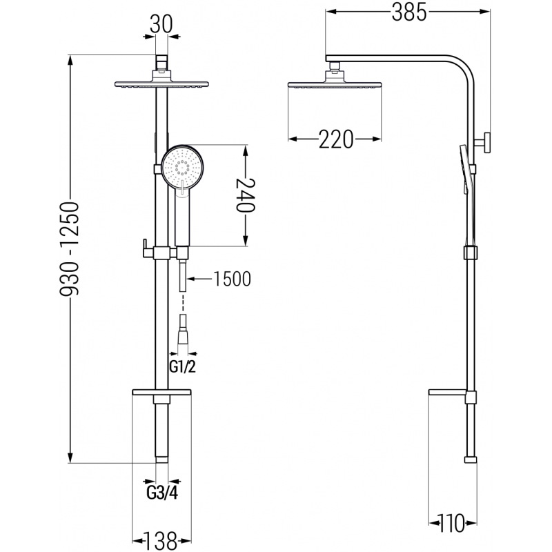 Mexen Q40 Shower Column, Graphite - 798404095-66