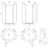 Mexen Lunar cabine de douche pentagonale pivotante gauche 90 x 90 cm, transparent, dorée - 831-090L-090P-50-00-L