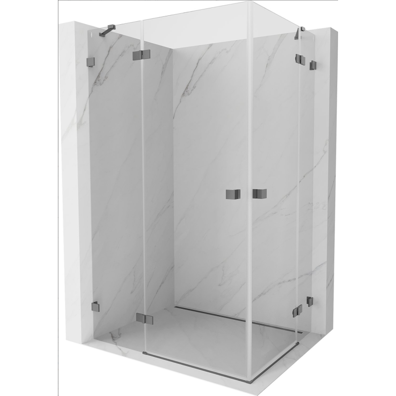 Mexen Lunar Duo cabina de ducha abatible izquierda 120 x 110 cm, transparente, gun metal - 834-120L-110P-95-00