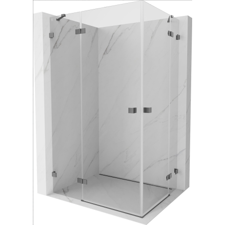 Mexen Lunar Duo lijeva kabina za tuširanje s vratima 120 x 110 cm, prozirna, gun metal - 834-120L-110P-95-00