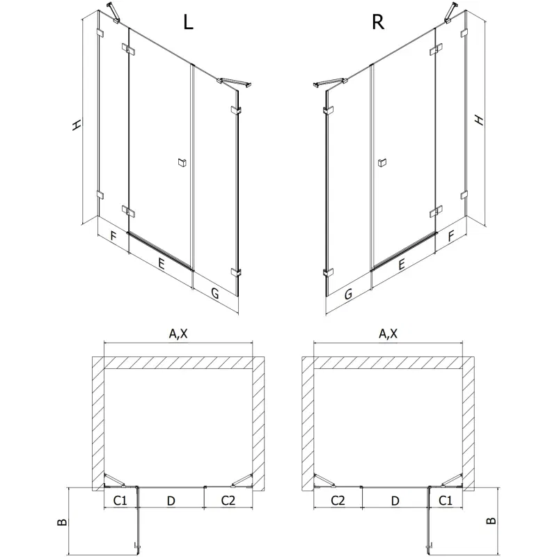 Mexen Lunar Duschdrehtür rechts 130 cm, transparent, schwarz - 834S-130-050-70-00-P