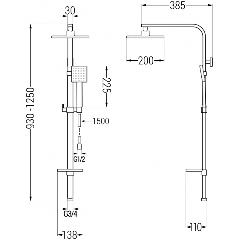 Mexen Q45 Duschkolonn, gëllen - 798454595-50