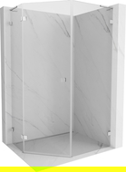 Mexen Lunar L cabine de douche pentagonale à charnière gauche 80 x 100 cm, transparent, chrome - 831L-080L-100P-01-00-L