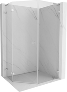 Mexen Lunar L vijfhoekige douchecabine, linksdraaiend, 80 x 100 cm, transparant, chroom - 831L-080L-100P-01-00-L