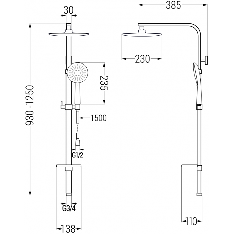 Mexen Q67 Duschsäule, Chrom/Weiß - 798676795-00