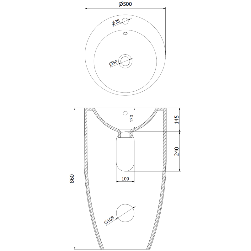 Mexen Alona vrijstaande wastafel 50 x 50 cm, wit - 26094800