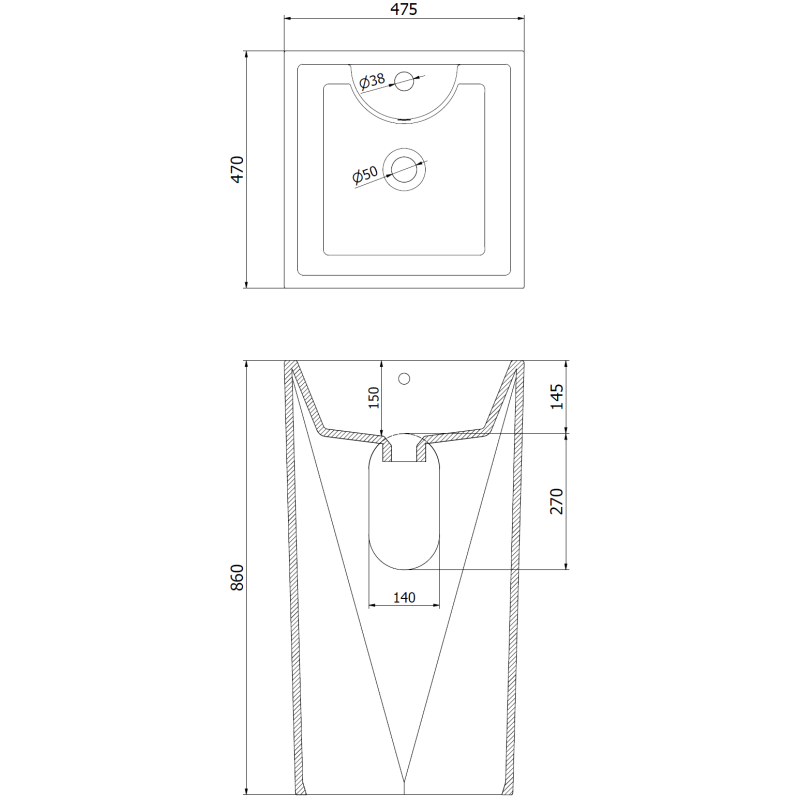 Mexen Ida lavabo autoportant 47 x 47 cm, blanc - 26114600