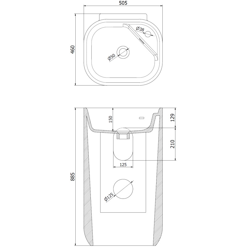 Mexen Irma freestanding sink 50 x 46 cm, white - 26145100