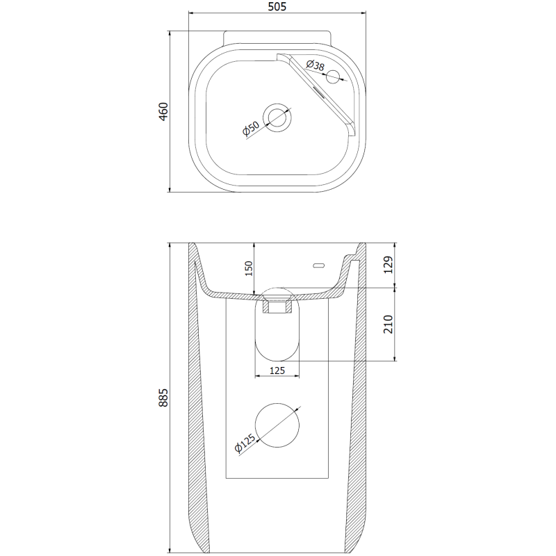 Mexen Irma lavabo independiente 50 x 46 cm, blanco - 26145100