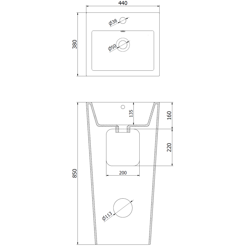 Mexen Liza freestanding sink 44 x 38 cm, white - 26154400