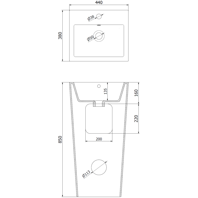 Mexen Liza lavabo autoportant 44 x 38 cm, blanc - 26154400