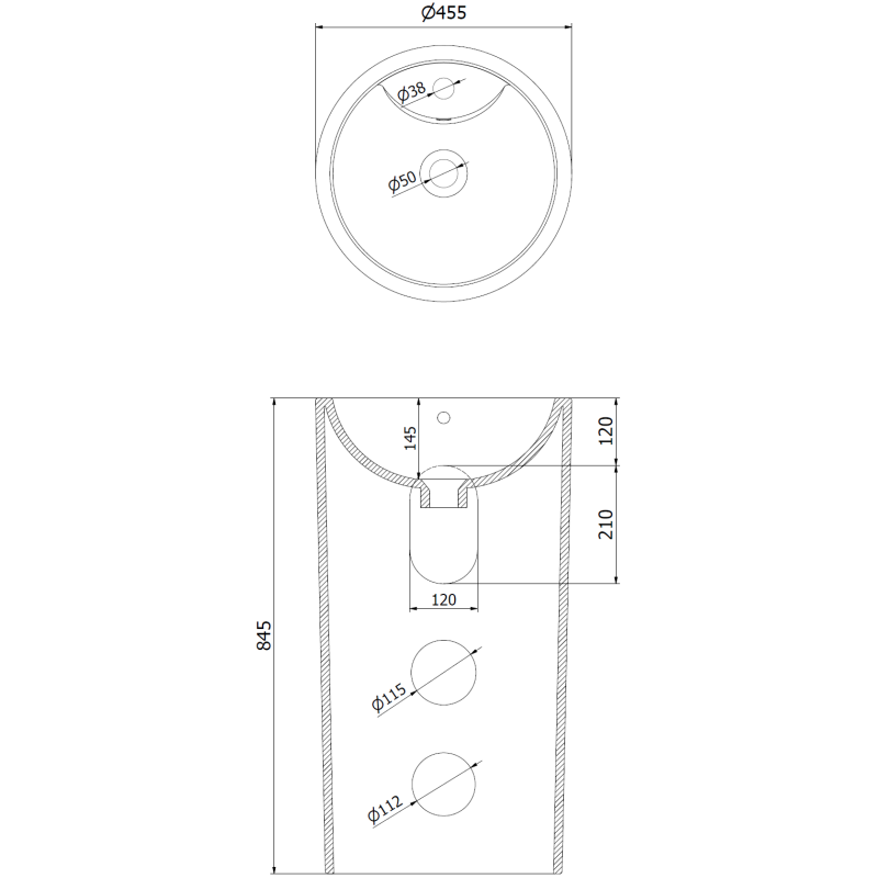 Mexen Mana freestanding washbasin 45 x 45 cm, matte black - 26074670