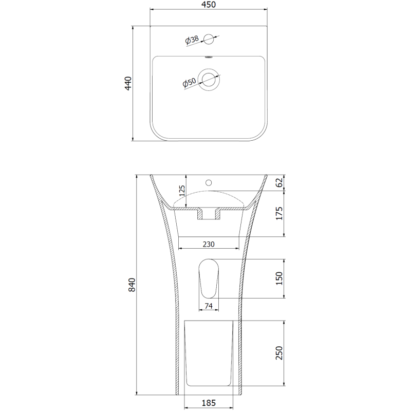 Mexen Nel freestanding washbasin 45 x 44 cm, white - 26134500