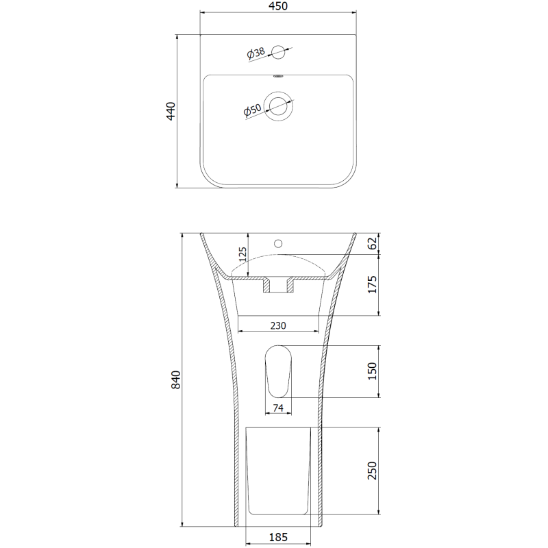 Mexen Nel lavabo a colonna 45 x 44 cm, bianco - 26134500