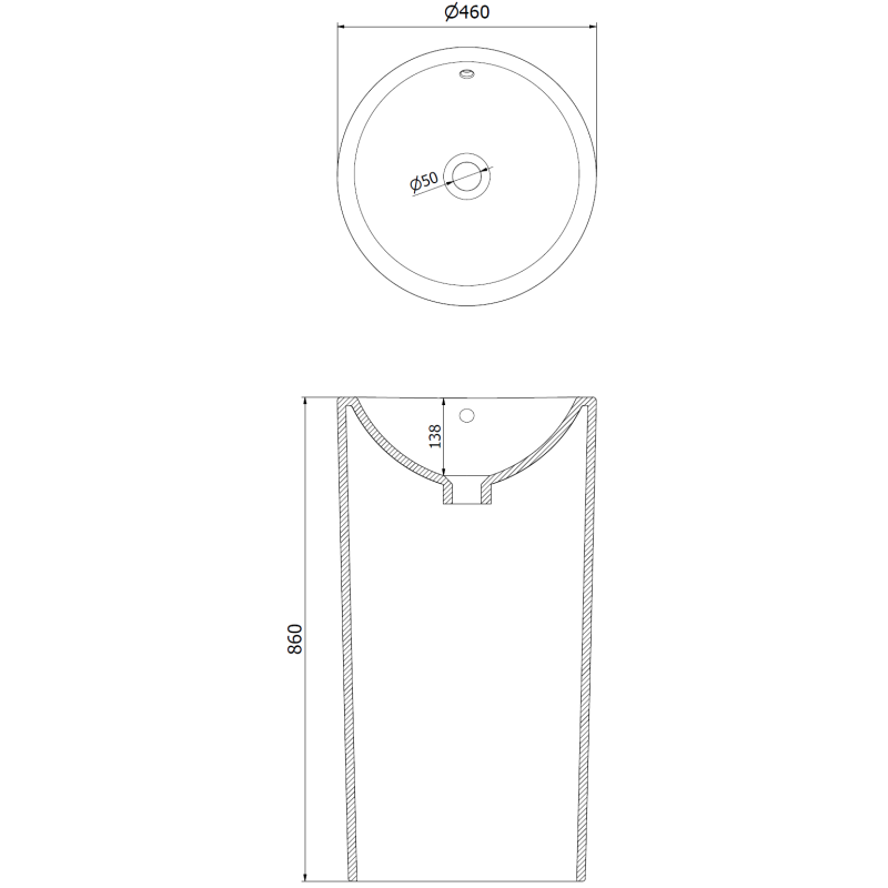 Mexen Nerda lavabo a colonna 46 x 46 cm, bianco - 26084600