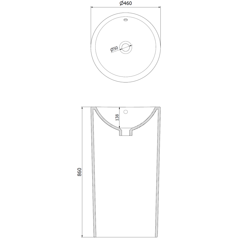 Mexen Nerda lavabo independiente 46 x 46 cm, blanco - 26084600