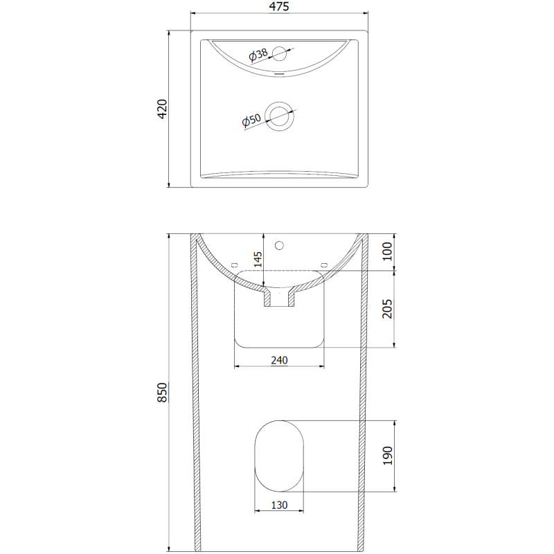 Mexen Oda freestanding sink 47 x 42 cm, white - 26124700