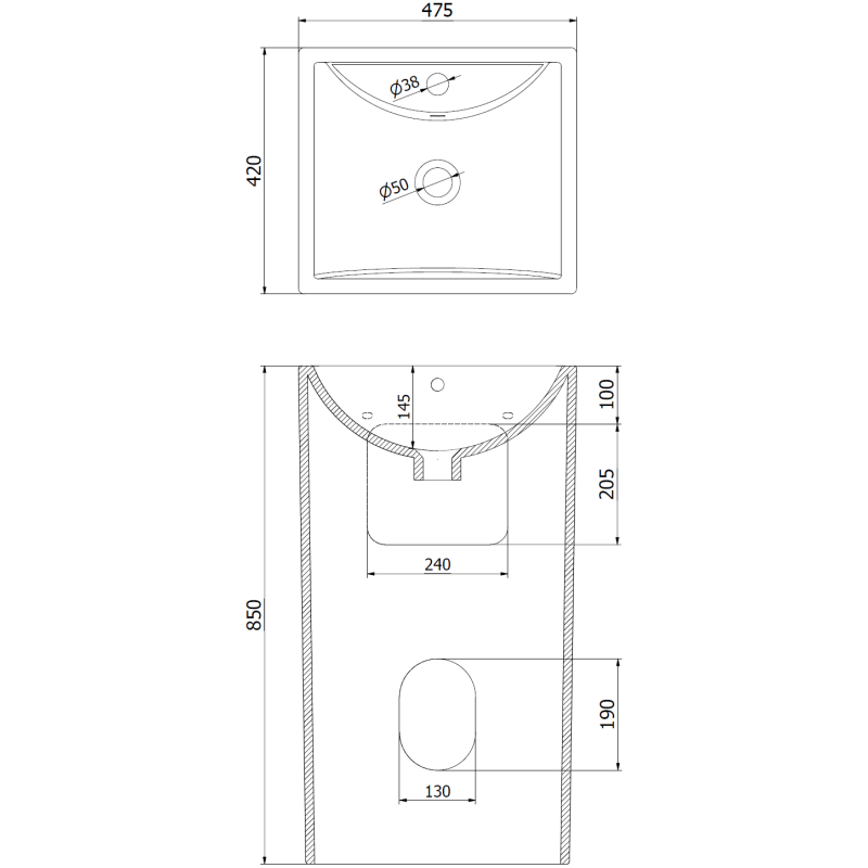 Mexen Oda lavabo autoportante 47 x 42 cm, bianco - 26124700