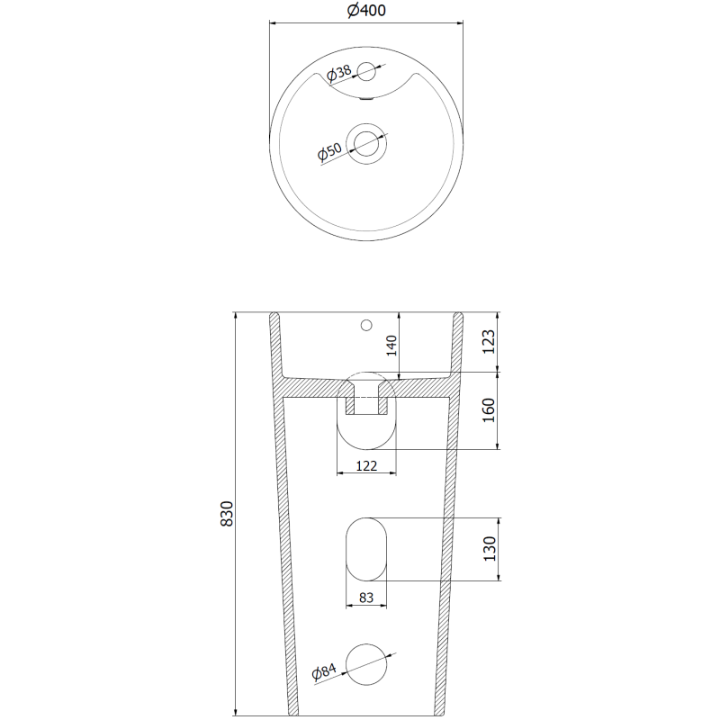 Mexen Rena lavabo a colonna 40 x 40 cm, bianco - 26014000