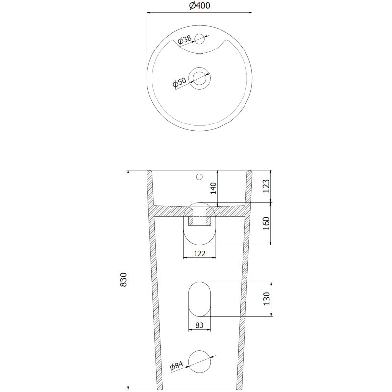 Mexen Rena free-standing washbasin 40 x 40 cm, black matte - 26014070