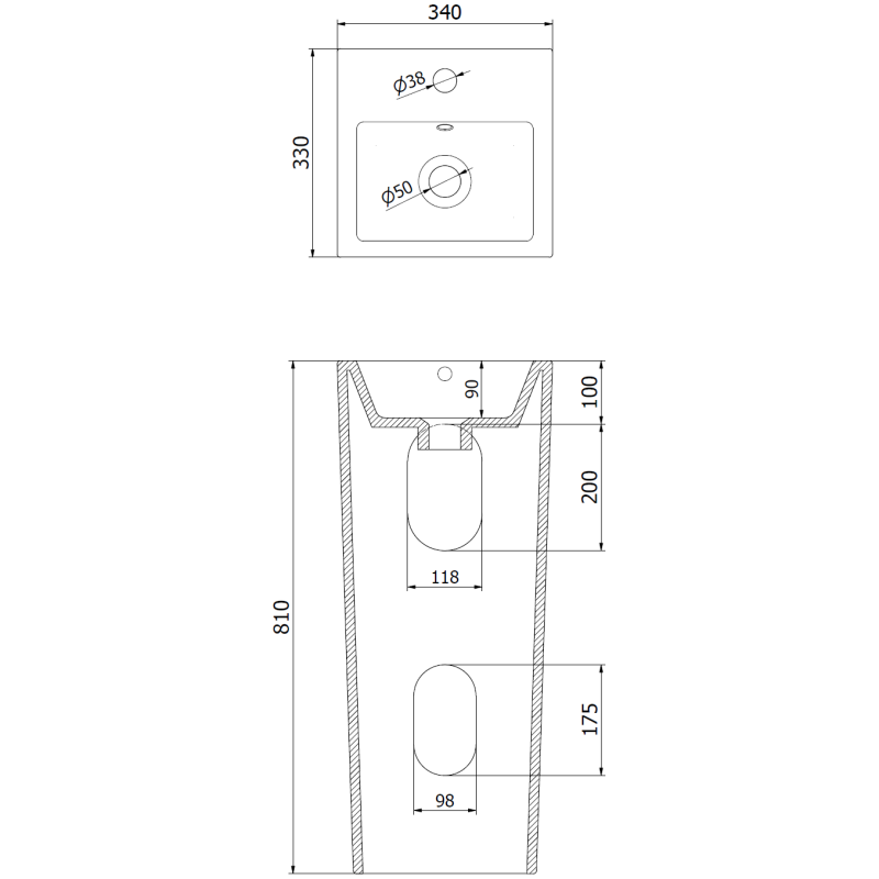 Mexen Sira lavabo autoportant 34 x 33 cm, blanc - 26023300