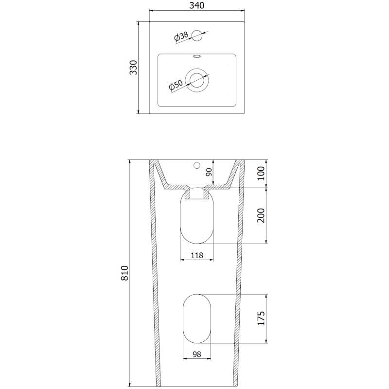 Mexen Sira lavabo independiente 34 x 33 cm, negro mate - 26023370